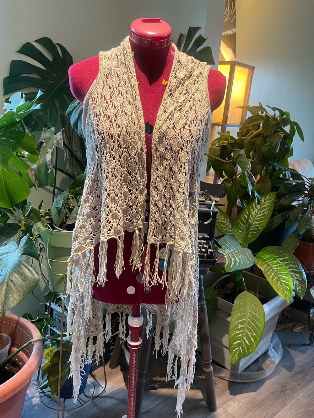 Kismet Cream Crochet Fringe Vest - Brand Unspecified